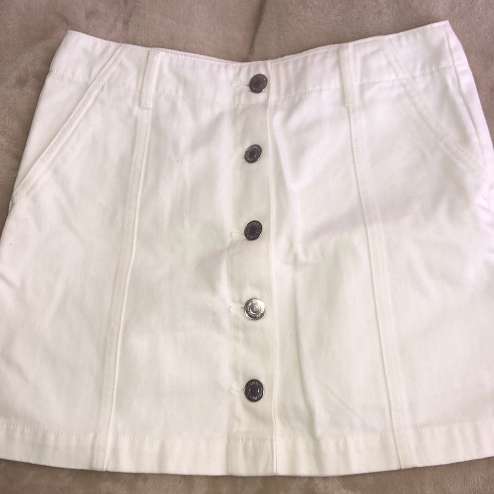White Button Down Jean Skirt